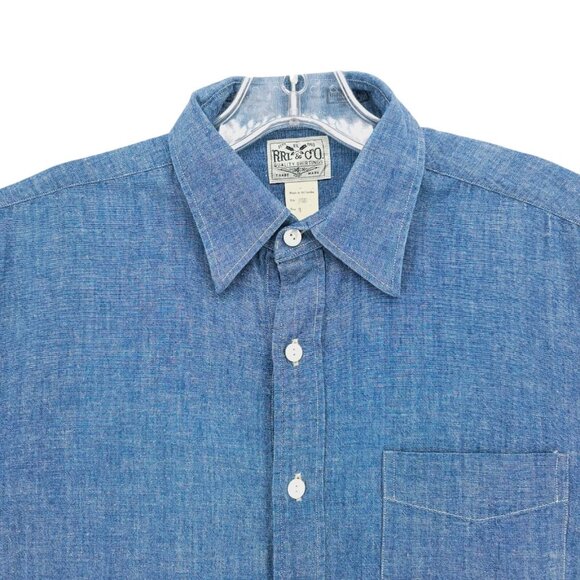 RRL Ralph Lauren Double RL Blue Chambray Button Up Shirt Long Sleeve EUC Size 15 - Picture 1 of 9